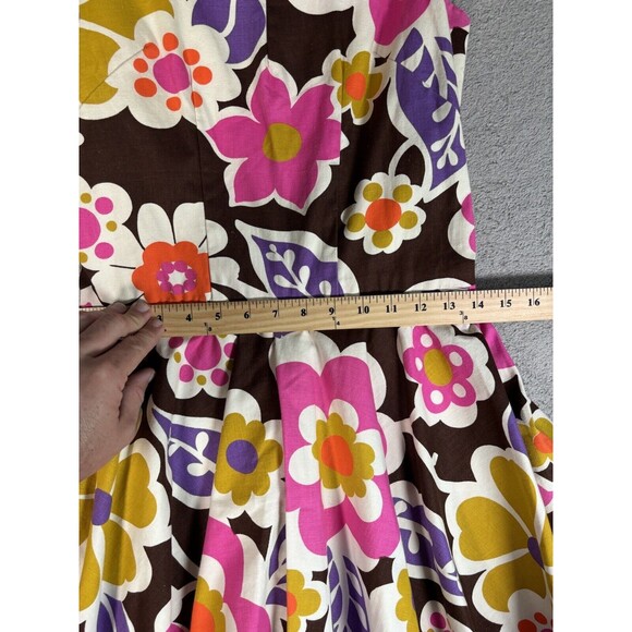 Vintage S Fit And Flare Psychedelic Hippie Floral Print Sun Dress Knee Length - Picture 8 of 8